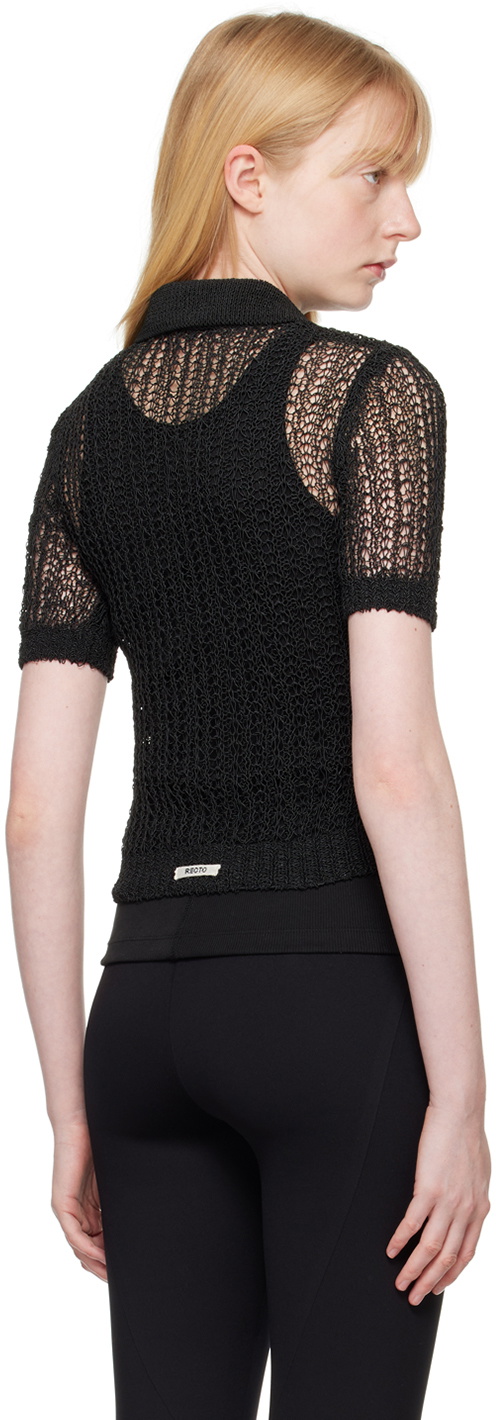 Recto Black Net Crop Polo