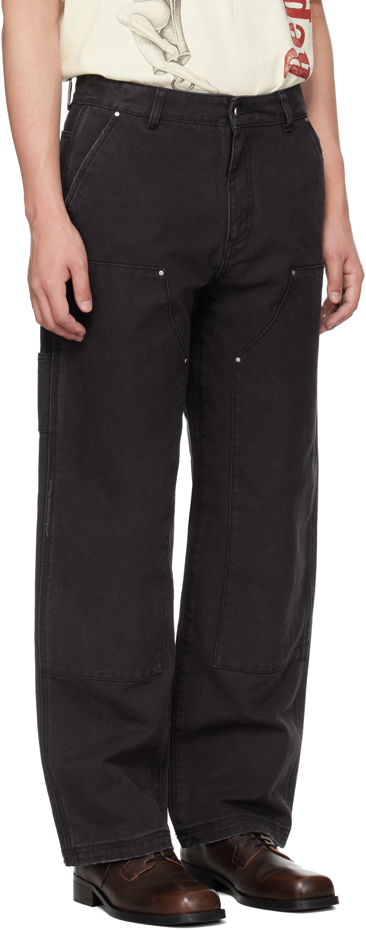 Represent Black Heaton Workwear Trousers