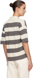 AMI Paris Off-White & Gray Short Sleeves 'Ami de Coeur' Polo