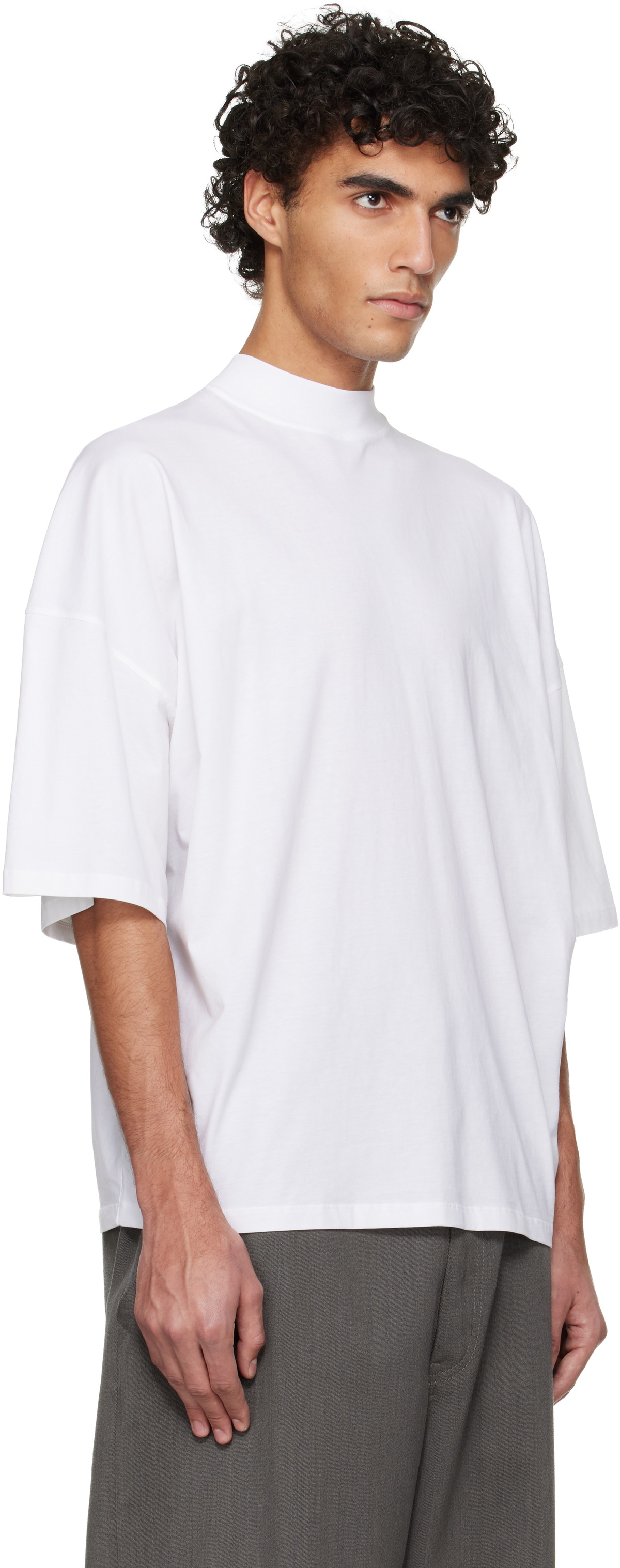 Jil Sander White Cotton Mock-Neck T-shirt Jil Sander