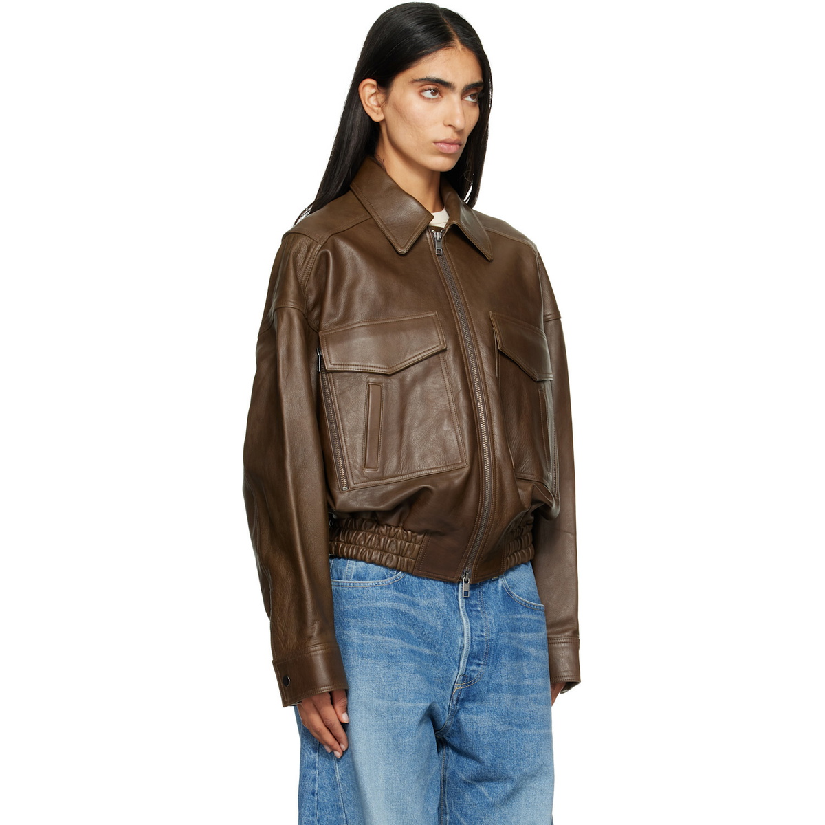 Staud Brown Eugene Leather Jacket