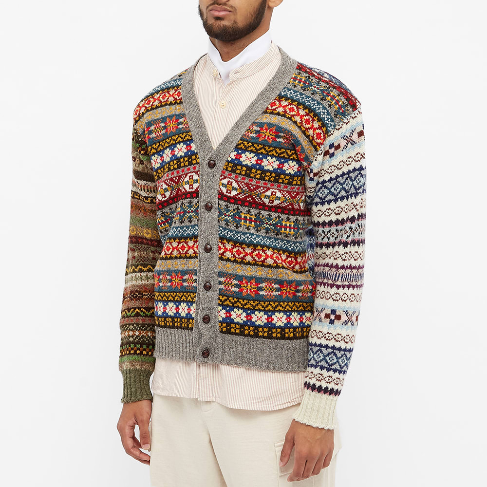 Jamieson's of Shetland Men's Crazy Fair Isle V-Neck Cardigan in