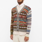 Jamieson's of Shetland Men's Crazy Fair Isle V-Neck Cardigan in Multi