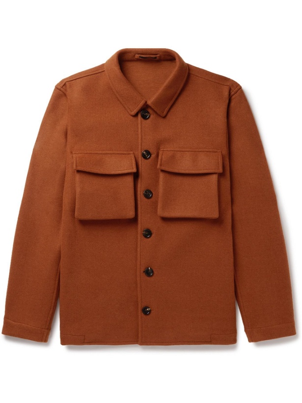 Photo: LARDINI - Convertible-Collar Cotton-Corduroy Shirt Jacket - Orange
