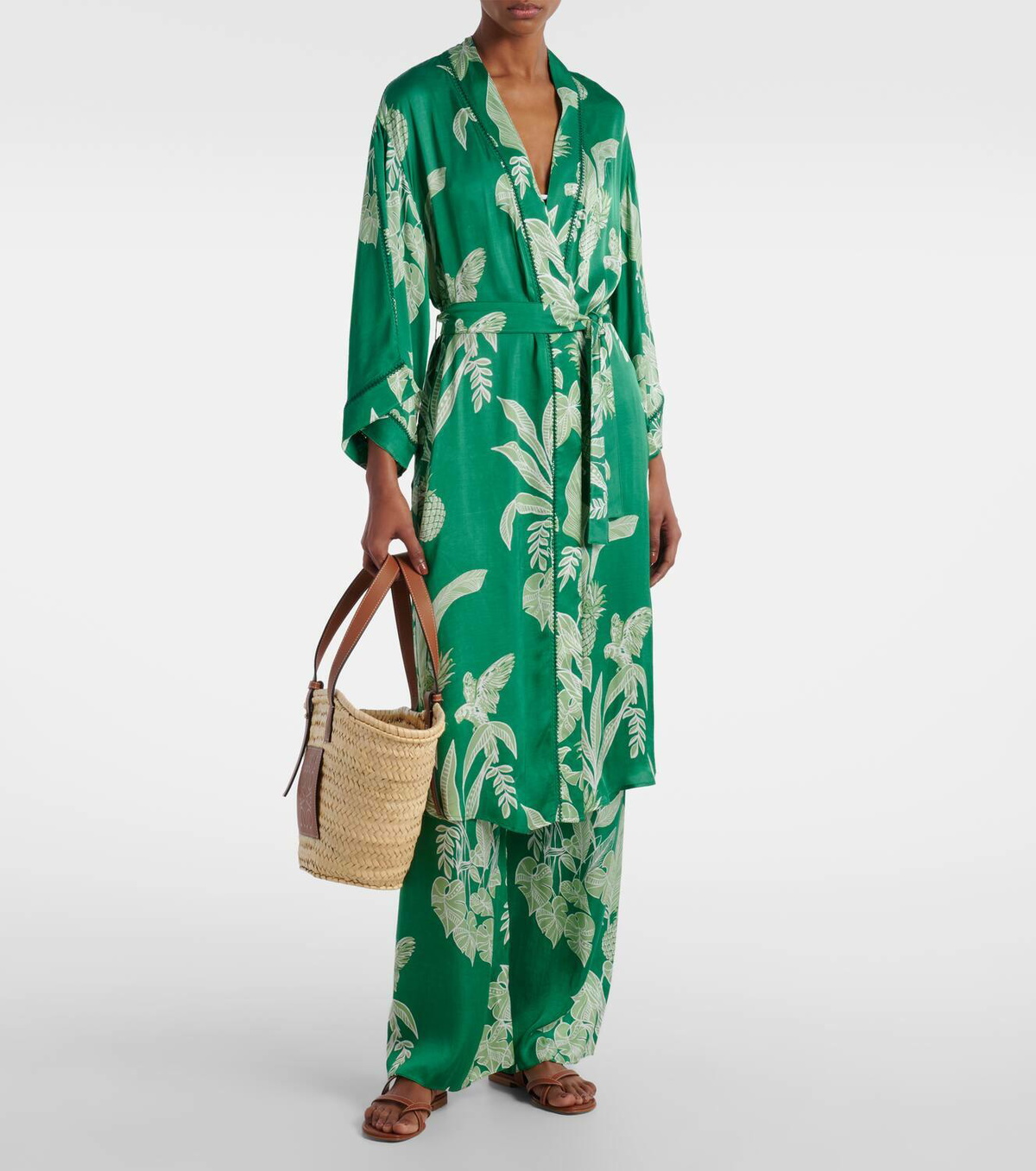 Poupette St Barth Erica floral satin kaftan