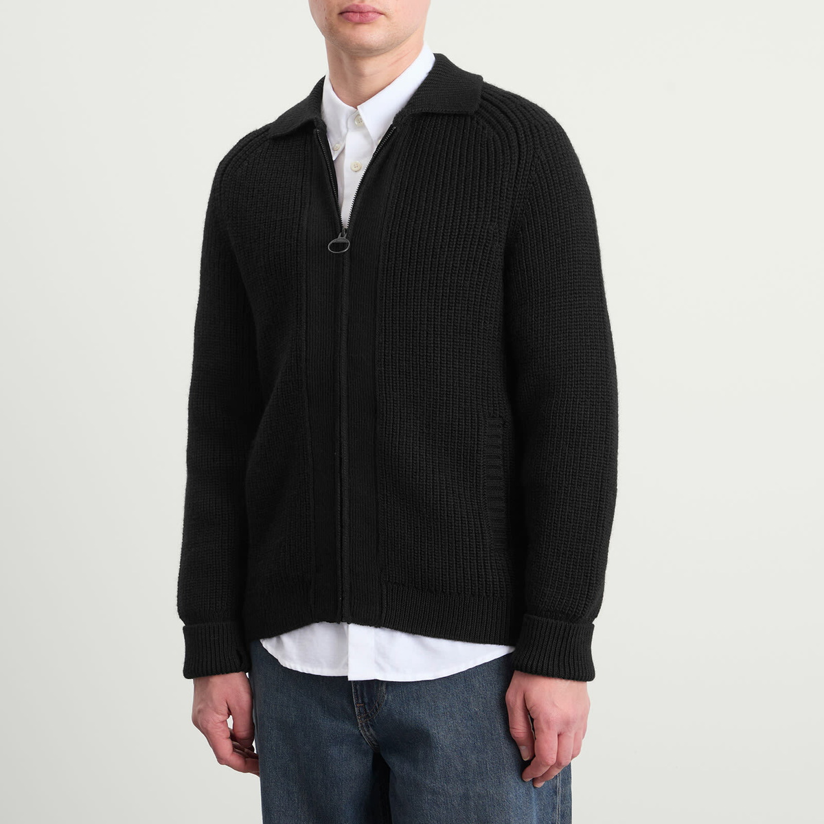 Barbour Men's Heritage + Garthman Zip Cardigan in Black