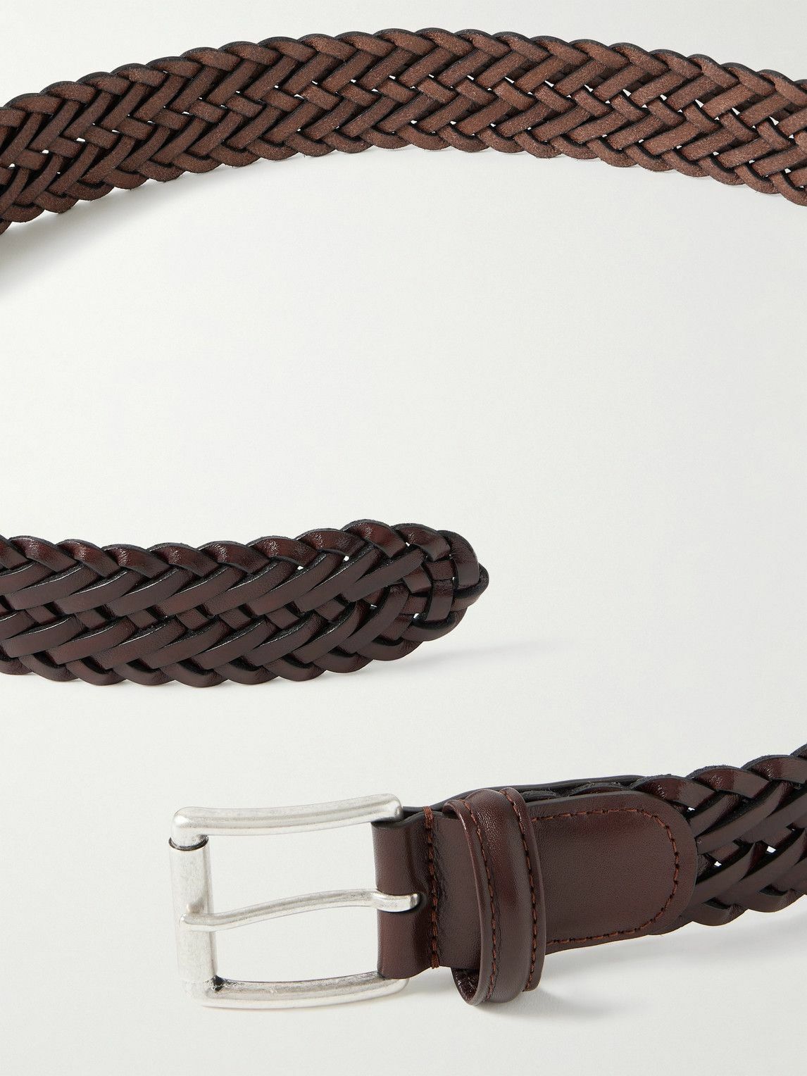 Anderson's - 3.5cm Woven Leather Belt - Brown