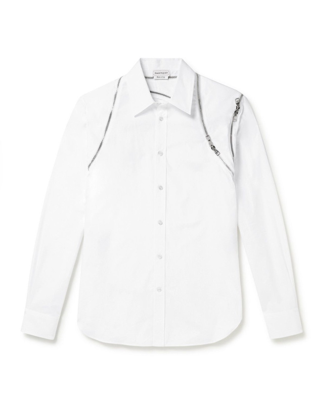Photo: Alexander McQueen - Zip-Detailed Cotton-Poplin Shirt - White