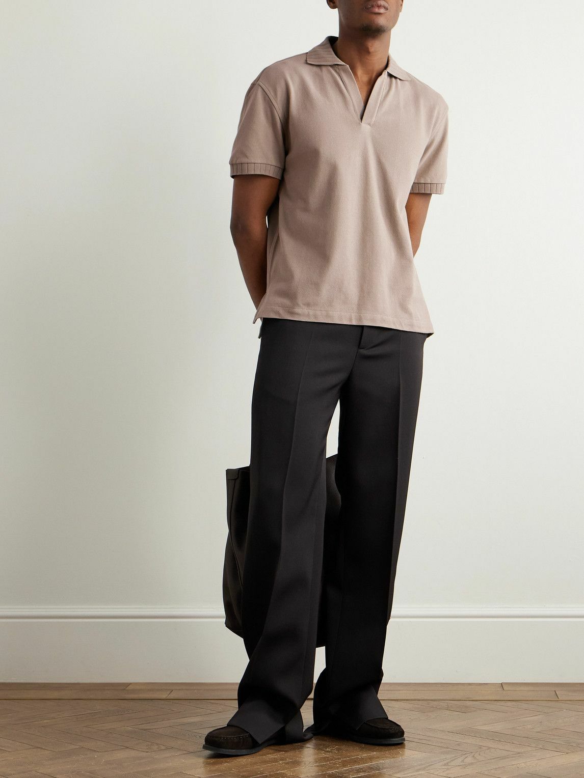 Stòffa - Cotton-Piqué Polo Shirt - Brown