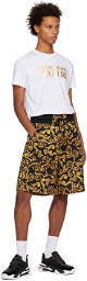 Versace Jeans Couture Black & Yellow Printed Shorts