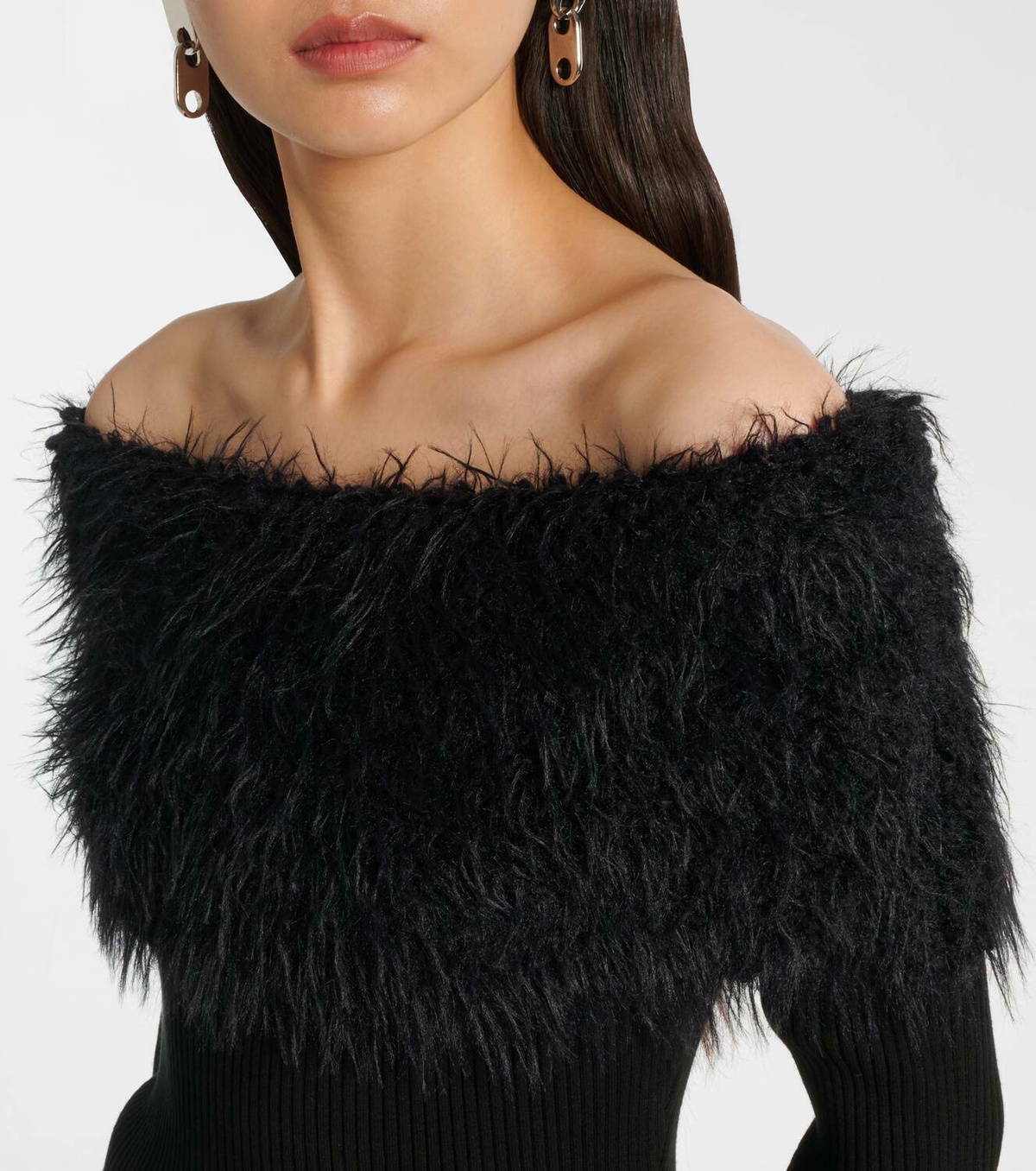 Jean Paul Gaultier Ribbed-knit faux fur-trimmed top Jean Paul Gaultier