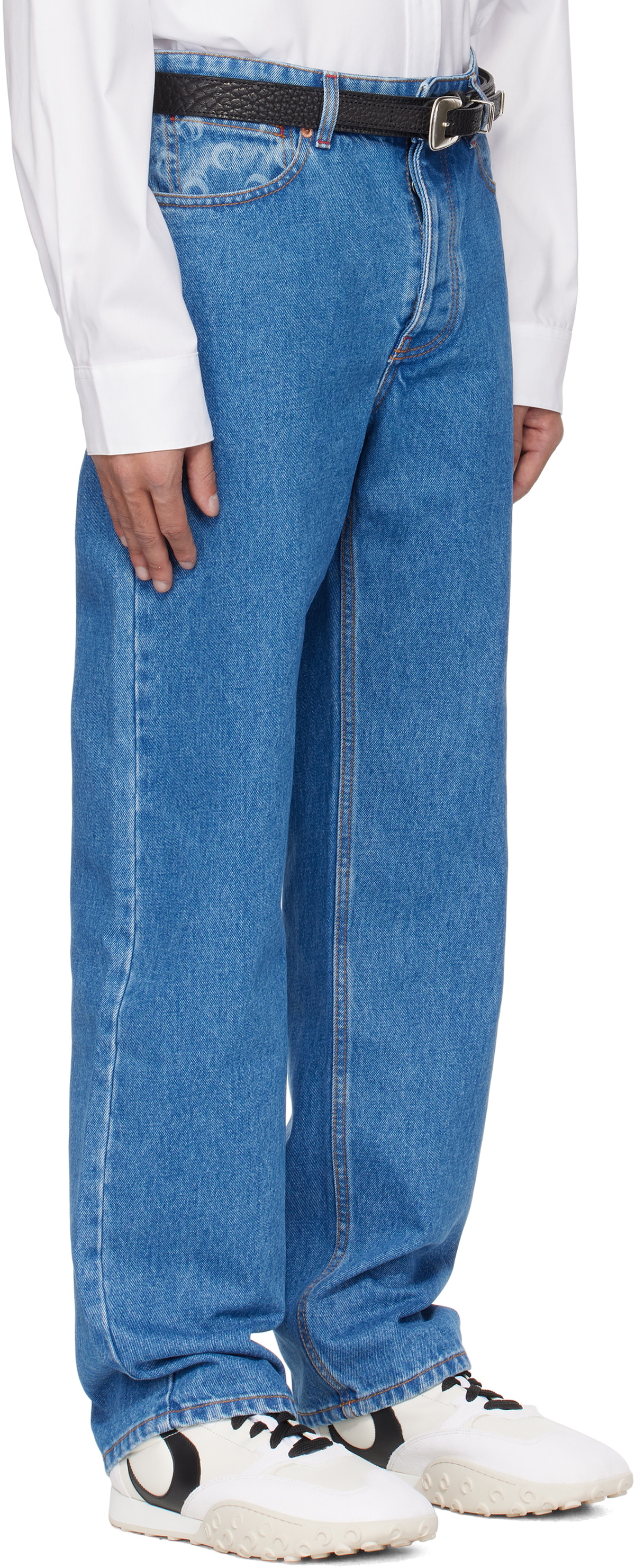 Marine Serre Blue Moon Laser Denim Loose Jeans