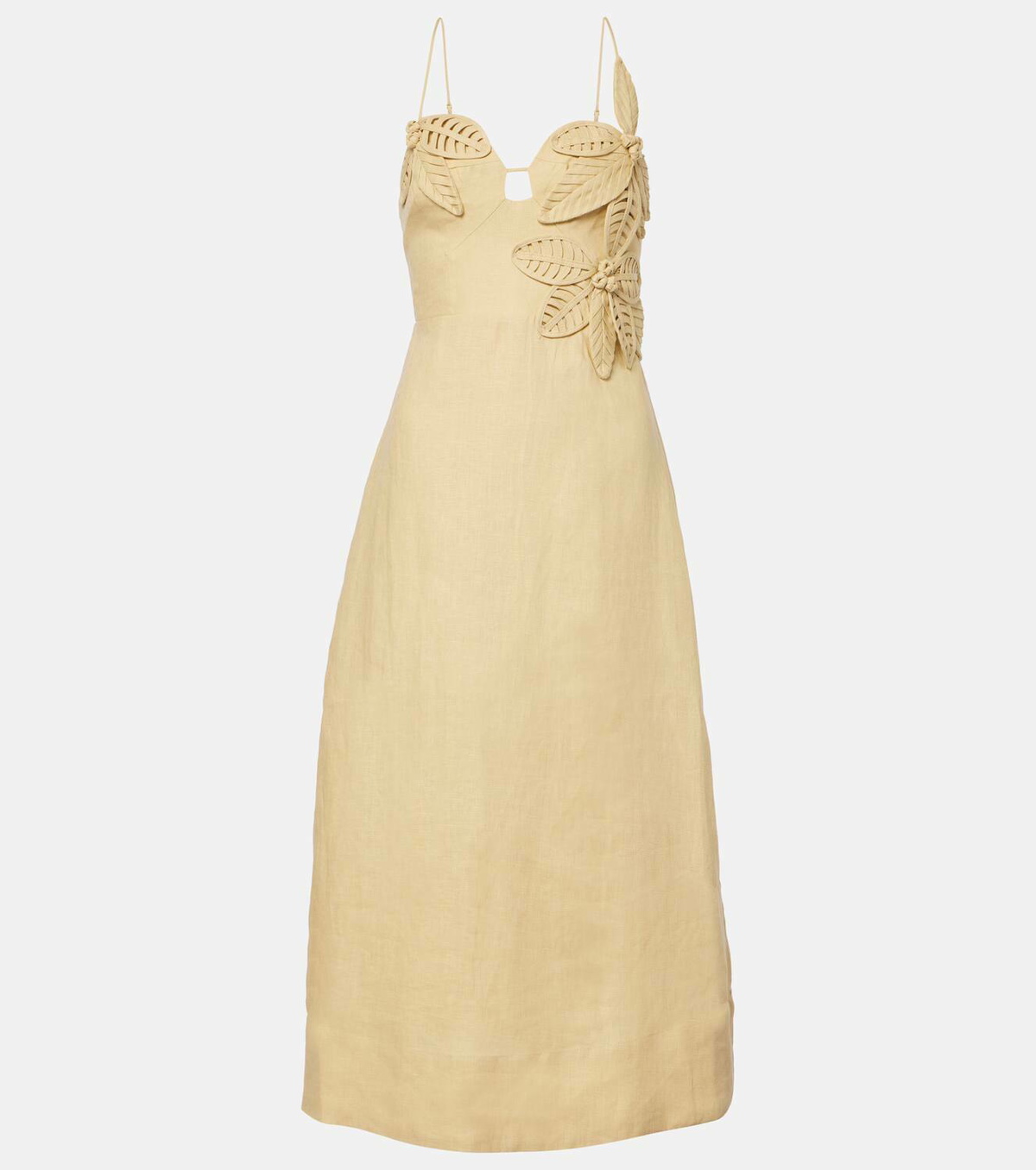 Farm Rio Sand appliqué linen midi dress Farm Rio