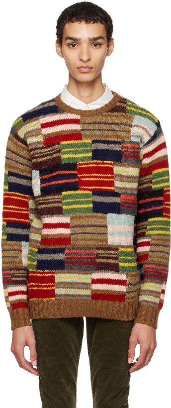 Photo: BEAMS PLUS Multicolor Patchwork Sweater