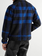 Burberry - Cotton-Blend Twill-Panelled Checked Fleece Jacket - Blue