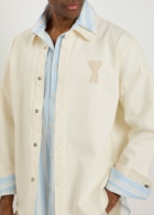 Ami Paris Logo-appliquéd Denim Overshirt Cream