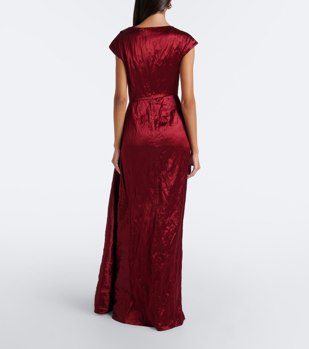 Erdem Draped embellished satin gown
