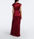 Erdem Draped embellished satin gown