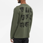 Alexander McQueen Men's Long Sleeve Small Skull T-Shirt in Khk&Blck