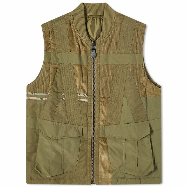 Photo: Maharishi Men's Tugihagi Patchwork Tobi Vest in Olive