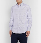 Brunello Cucinelli - Slim-Fit Button-Down Collar Striped Cotton-Poplin Shirt - Blue