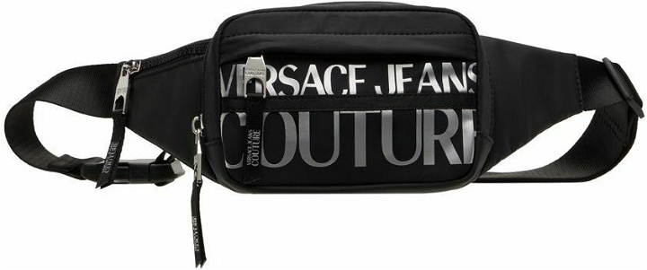 Photo: Versace Jeans Couture Black & Silver Logo Couture Belt Bag