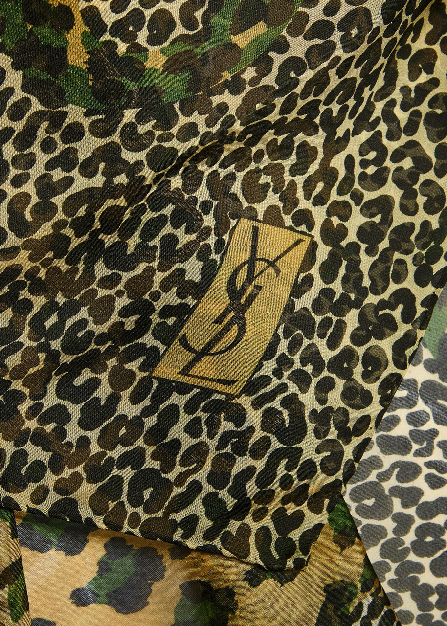 Saint Laurent Leopard-print Silk Scarf - Multicoloured - One Size