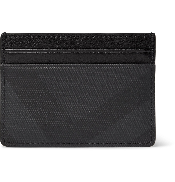 Photo: Burberry - Checked Cross-Grain Leather Cardholder - Gray