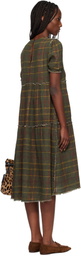 R13 Green Shredded Relaxed Reversible Midi Dress
