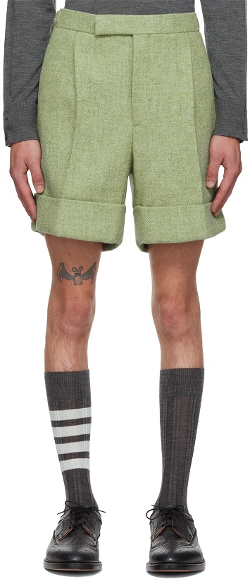 Photo: Thom Browne Green Single Pleat Shorts