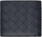 Bottega Veneta Navy Intrecciato Bi-Fold Wallet