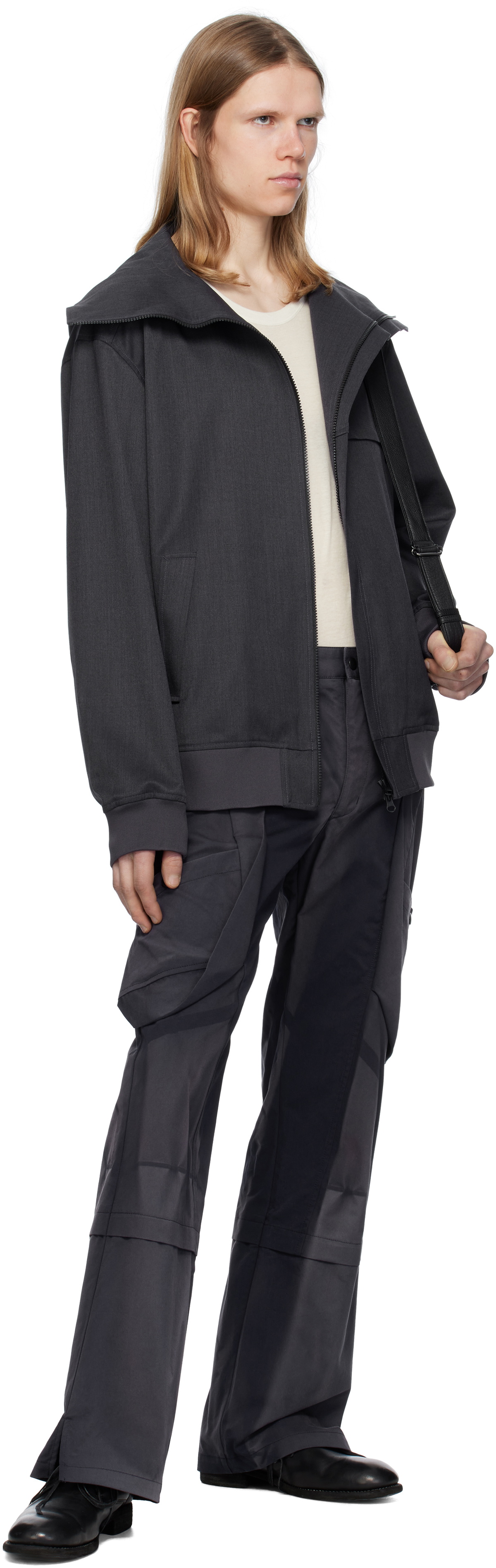 JiyongKim Gray Hooded Zip-Up Jacket