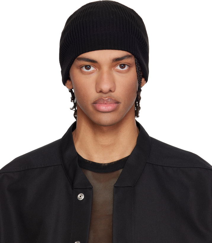 Photo: Rick Owens Black Temple Ribbed Beanie