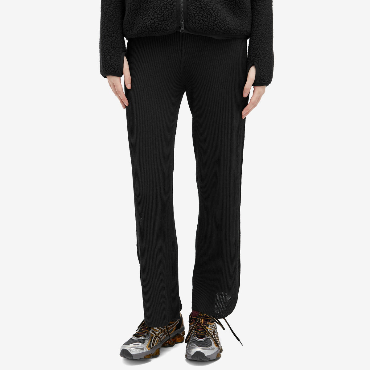 Snow Peak Women's High Gauge Light Knit Trousers in Black
