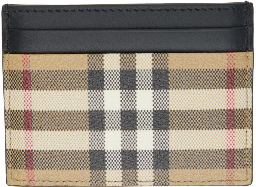 Burberry Beige & Black Check Card Holder Burberry