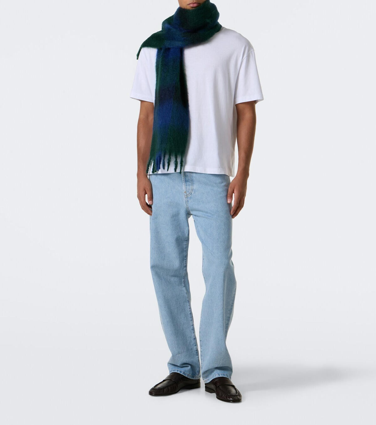 The Row Creana checked mohair and wool scarf