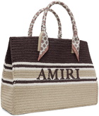 AMIRI Brown Woven Stripe Raffia Tote