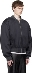 Entire Studios Gray Cropped Broad Suiting Bomber Jacket