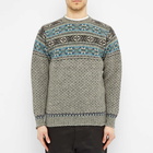 Jamieson's of Shetland Men's Nordic Fair Isle Crew Knit in Grey