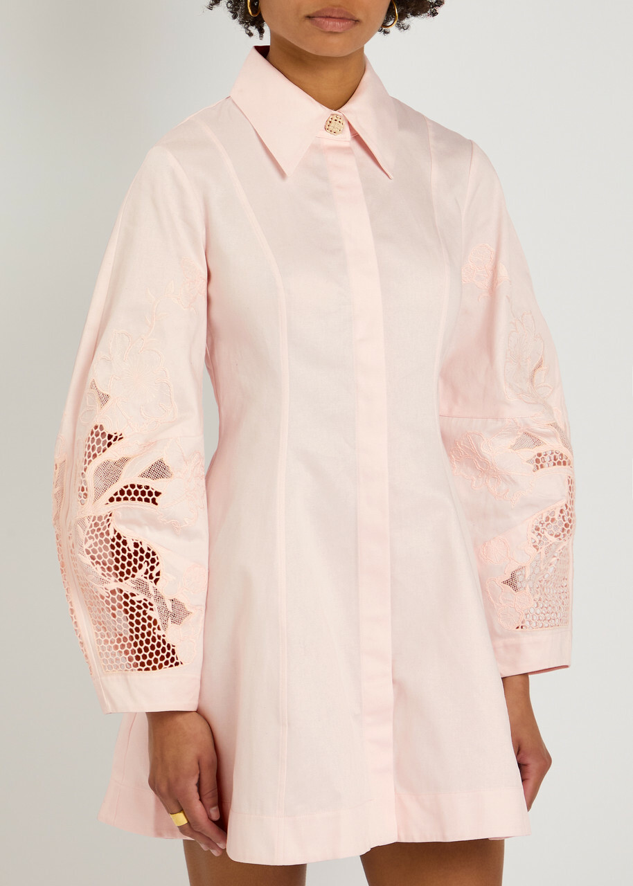 Clea Indra Cotton Mini Shirt Dress Light Pink