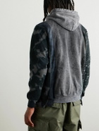 Needles - 5 Cuts Panelled Printed Cotton-Blend Jersey Hoodie - Gray