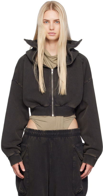 Photo: Entire Studios Black Cropped Full Zip Hoodie