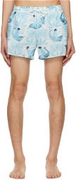 COMMAS Blue Printed Swim Shorts