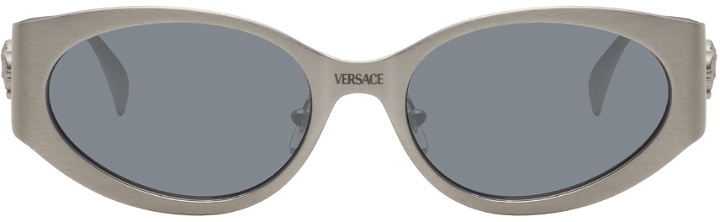 Photo: Versace Silver 'La Medusa' Oval Sunglasses