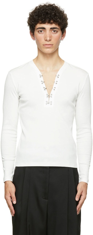 Photo: Dion Lee White Hook Henley Long Sleeve T-Shirt