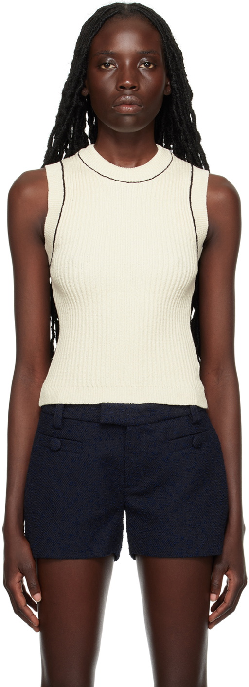 AMI Alexandre Mattiussi Off-White Ribbed Tank Top