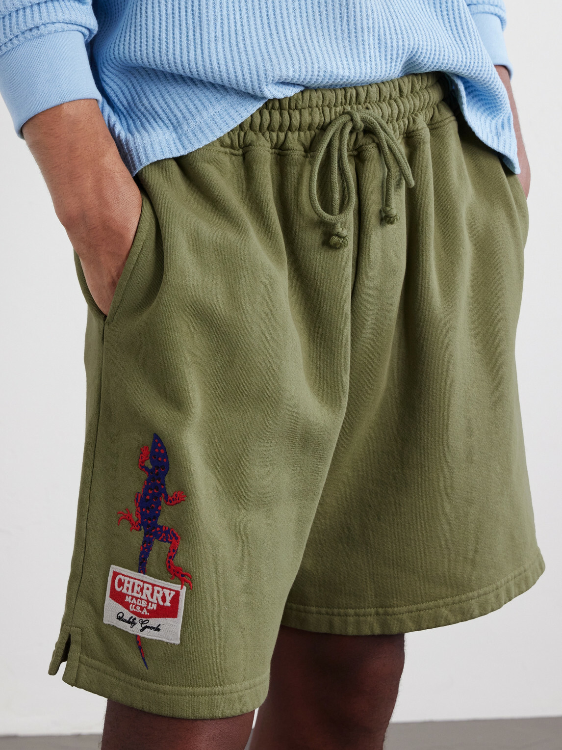 Cherry Los Angeles - Logo-Embroidered Cotton Shorts - Green