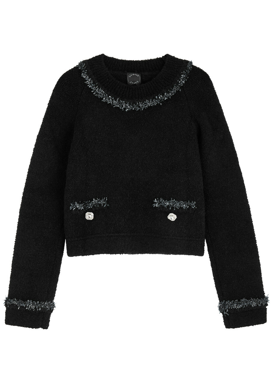 Huishan Zhang Bethany Bouclé-knit Jumper Black