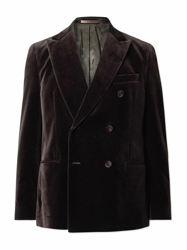 Photo: Mr P. - Double-Breasted Cotton-Velvet Tuxedo Jacket - Brown