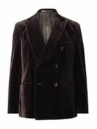 Mr P. - Double-Breasted Cotton-Velvet Tuxedo Jacket - Brown